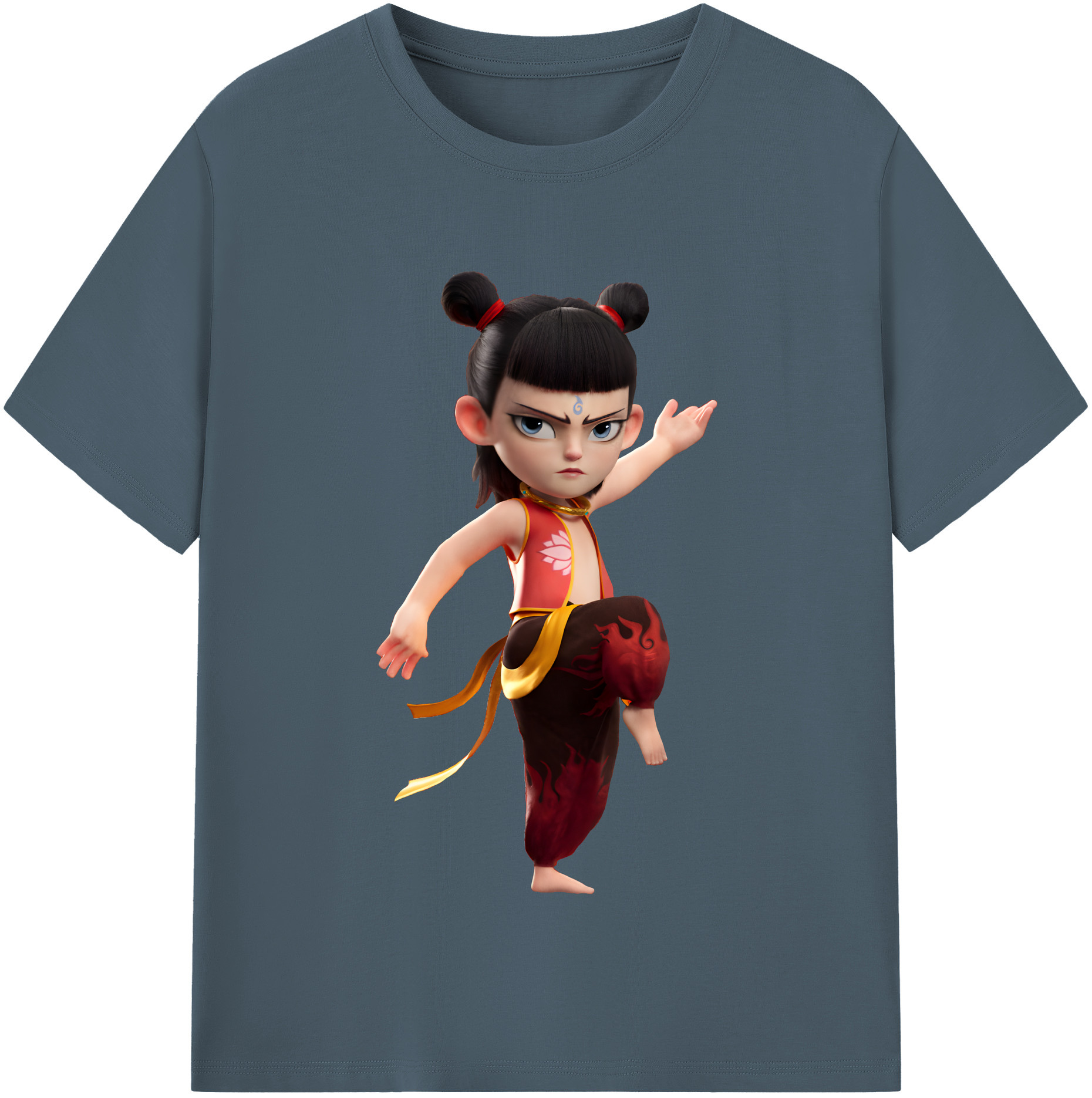 （画像用） Ne Zha 2 ナタ 魔童の大暴れ 綿100％半袖Tシャツ（フロントプリント）